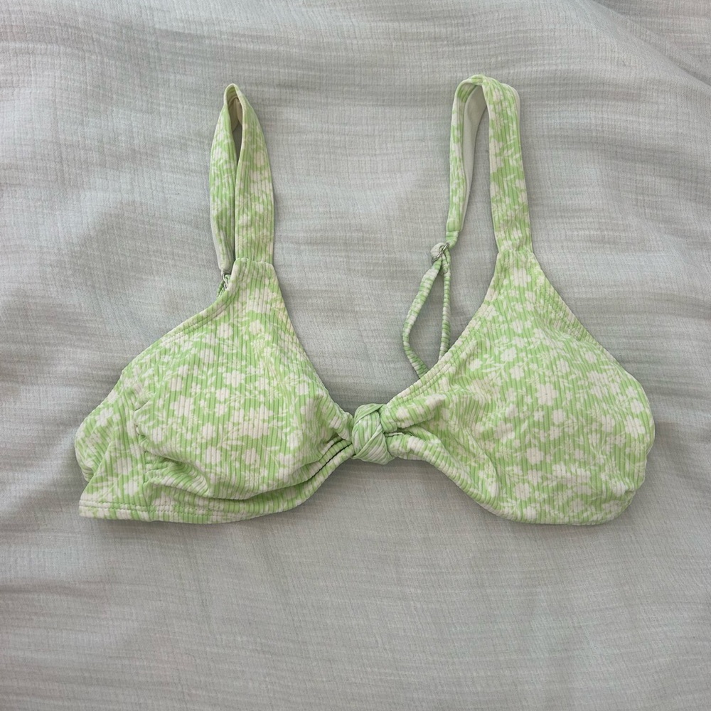 Green Floral Bikini Top